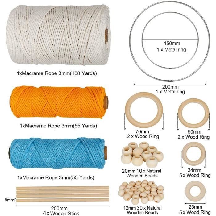 Fil Et Corde De Perlage - Limics24 - Macramé Naturel Macrame Kit Bricolage  Coton Adultes Débutants Avec 3 Cordes - Cdiscount Jeux - Jouets