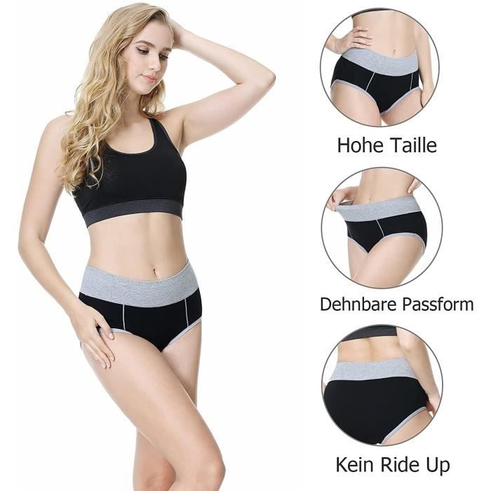 Culotte Femme Taille Haute En Coton - Lot De 5 - Confortable, Élastique, Respirable - Idéale Quotidien, Grossesse