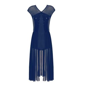 YiZYiF Robe Danse Contemporaine Femme - Justaucorps Paillettes Avec Jupe Tutu, S-XXL