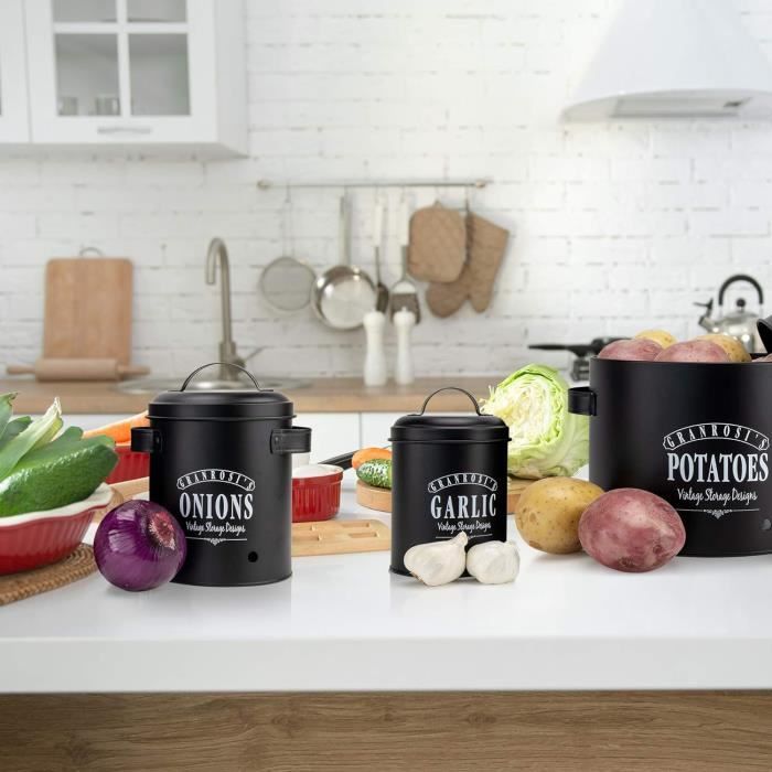Boîtes Rangement Légumes En Bambou Surejoy - Lot De 3 Pour Pommes De Terre, Oignons Et Ail | Conservation Cuisine Ventilée