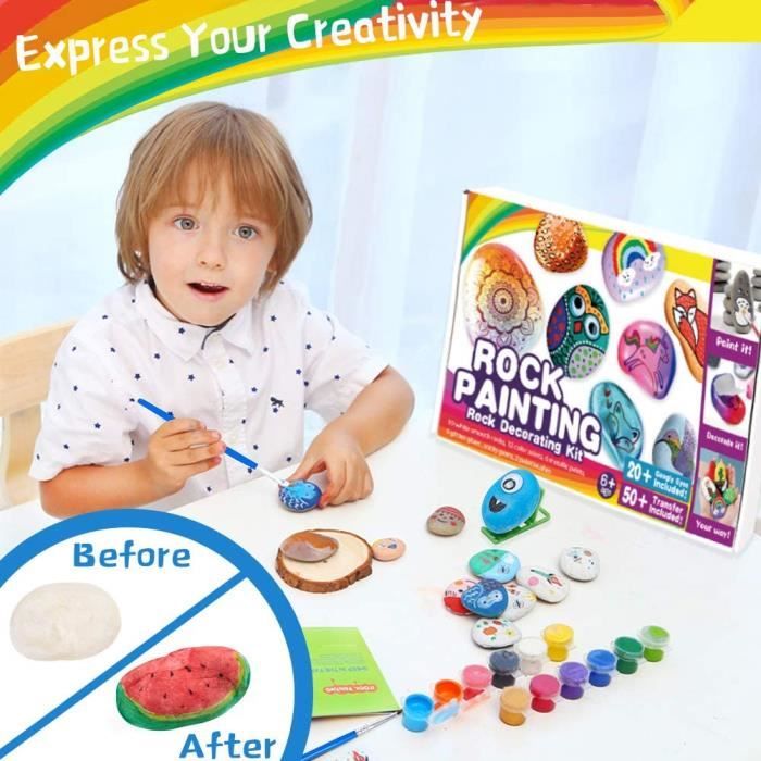 Kit de Peinture sur Pierres Bricolage Enfant Kit de Loisir Creatif