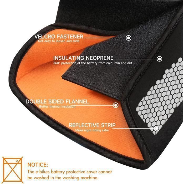 Housse De Protection Pour Batterie De Vélo électrique - Lot De 2 - Néoprène étanche - Période Du Cadre : 32 à 40 Cm