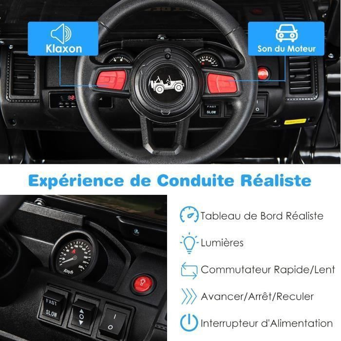 DREAMADE Voiture électrique Audi 12V Pour Enfant 3-8 Ans - Télécommande 2,4G, Doubles Portes, Ceinture, Lumières, MP3 Et USB (Noir)
