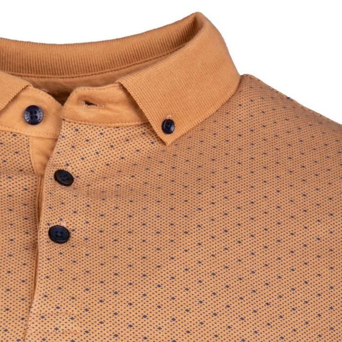 Polo manches longues roux imprim Homme DEELUXE 74 Marron