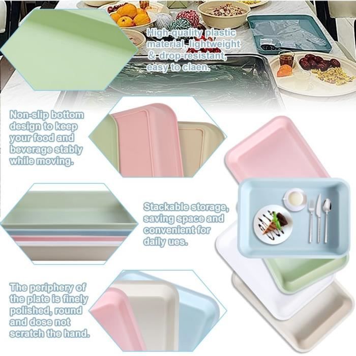 Paquet De 6 Plateaux Lunch Plastique 270x210 Mm… - Maison