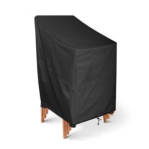 Housse De Protection Pour Chaises De Jardin Empilables - Noir, 72 X 72 X 120 Cm - Imperméable Et Respirante
