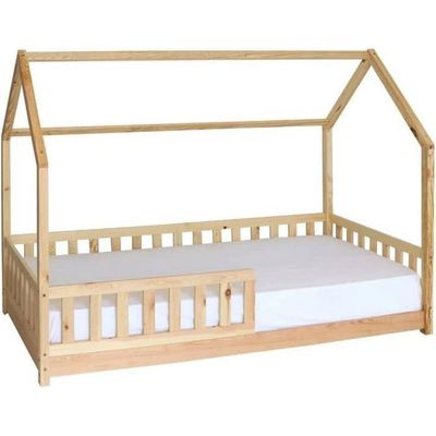 Relaxdays Lit Enfant Avec Protection, HxLxP: 60x77x143 Cm, Sommier à