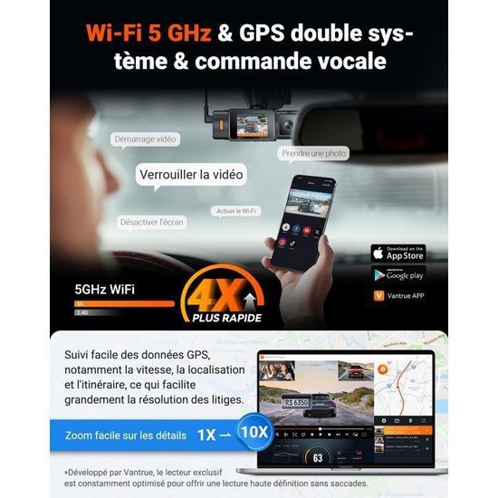 VANTRUE NEXUS-4S Triple 2.7K 2.5K2 STARVIS 2, 3 canaux HDR