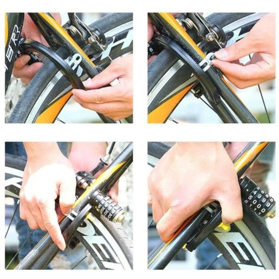 MTCWD Fer à Cheval vélo Verrouillage vélo à 4 Chiffres par Mot de Passe Moto Antivol en Alliage Noir Serrures