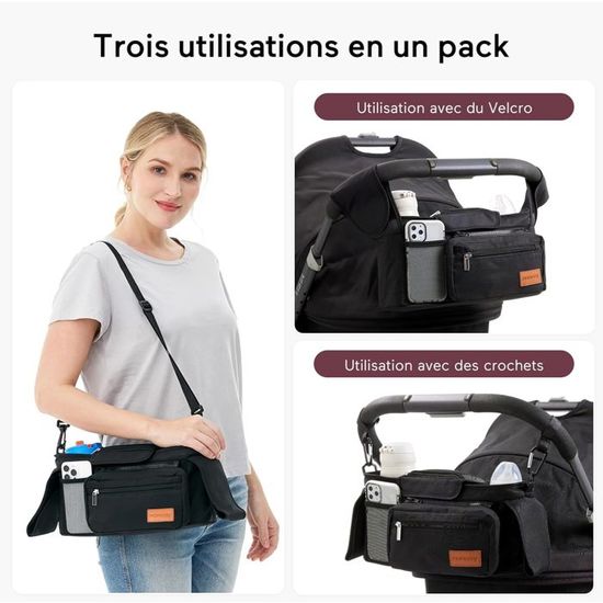 Organisateur Poussette - Sac De Rangement Avec Poches Multiples - Détachable Et Imperméable