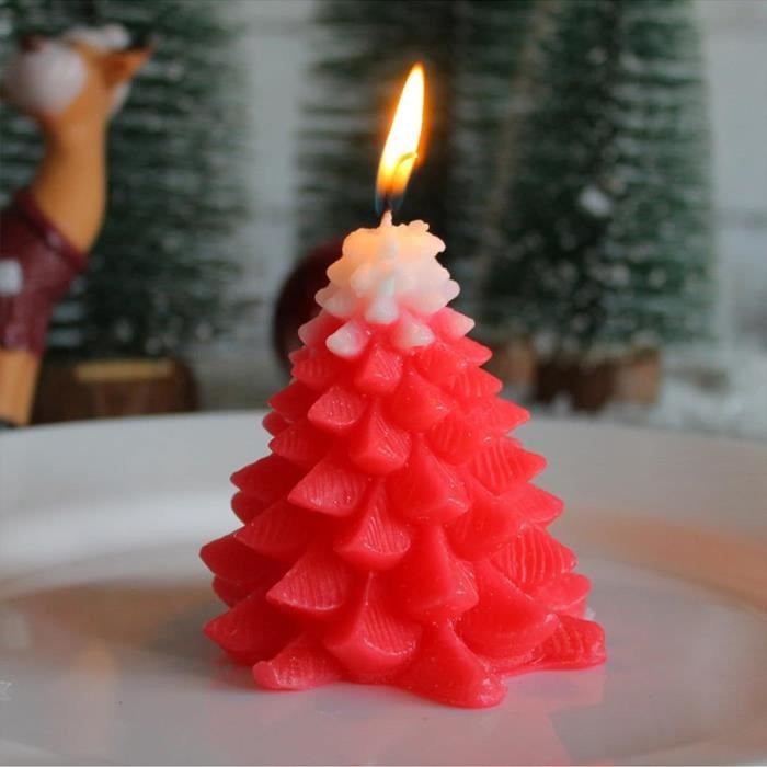 Bougie sapin de Noël en cire de paraffine naturelle : rouge et blanc – Le  rêve de Noël