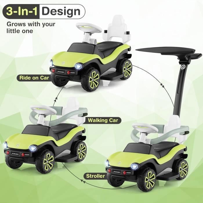 GOPLUS Porteur Enfants 1-3 Ans,3 en Volkswagen Chariot à Pousser