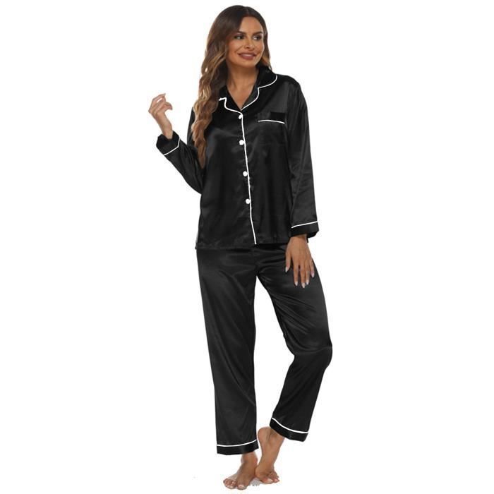 2023 Ensemble de Pyjamas Femme Satin Pyjama en Satin de Soie Femme