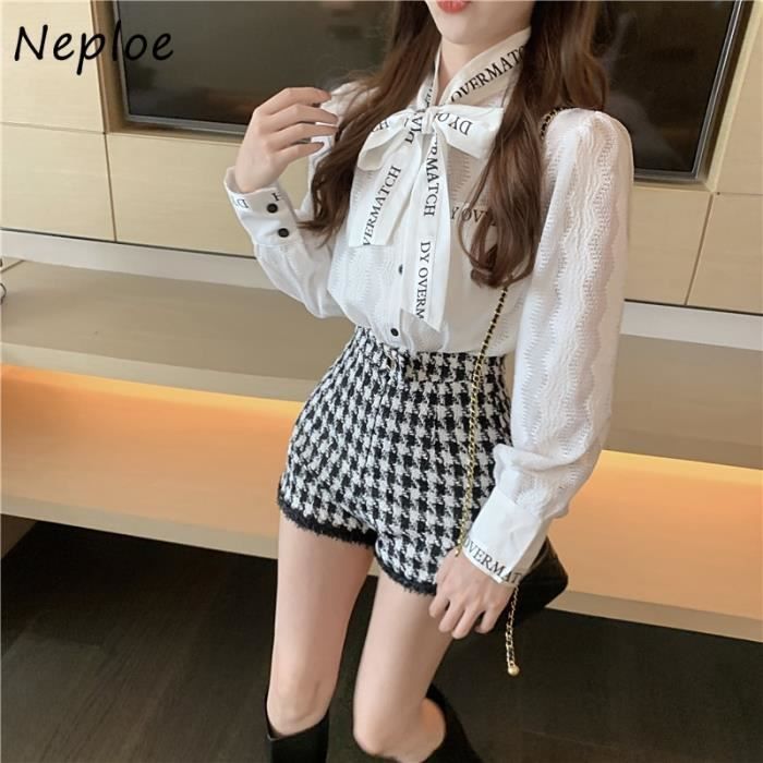 Blouse femme Neploe chemisier lacets et n ud pour femme