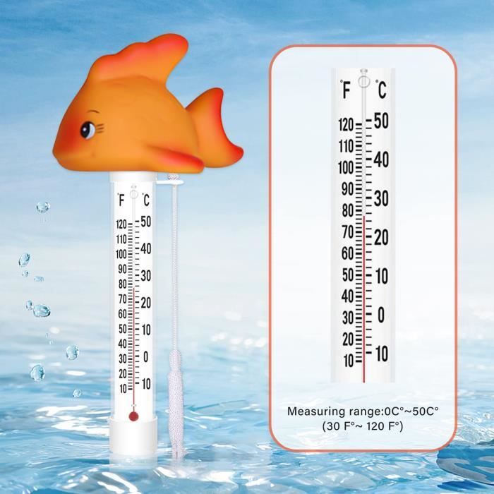 Thermomètre Flottant de Piscine, Thermomètre Eau Flottant, Pool Thermometre  Flottant, Thermomètre de Piscine avec Ficelle, Cartoon Mignon Thermomètre