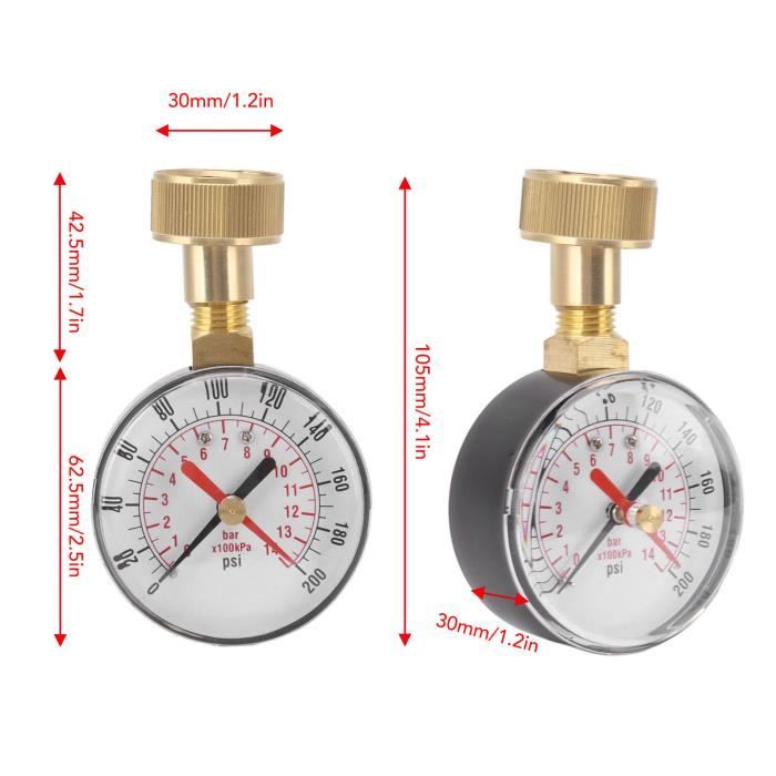 Manomètre De Pression 0-60 PSI / 0-4 Bar - Filetage G1/4" - Pour Eau, Air, Huile - Boîtier Inox