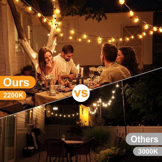 Guirlande Lumineuse Extérieur Darewave 19m - 30+3 Ampoules LED ST38 - IP44 Imperméable - Télécommande - Blanc Chaud
