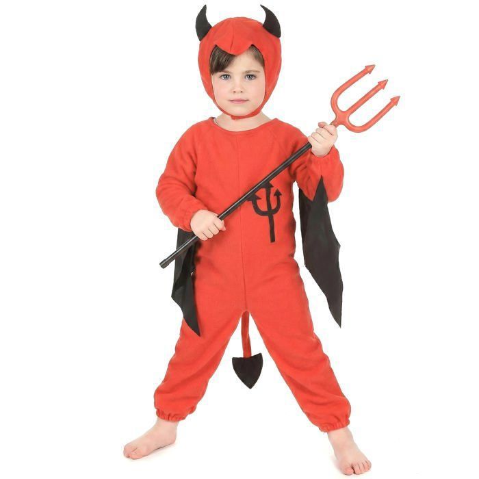 Déguisement bébé petit diable - Rouge - Combinaison à cagoule - Tissu