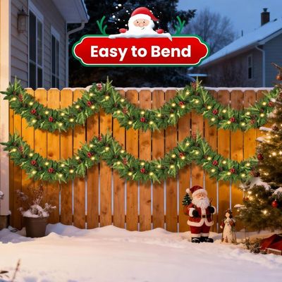 CHOIGN - Guirlande De Noël Artificielle 2,7m Avec Lumières LED, éléments Décoratifs Amovibles, Timer 6h CHOIGN - Guirlande De Noël Artificielle 2,7m Avec Lumières LED, éléments Décoratifs Amovibles, Timer 6h