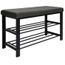 Banc banquette range chaussures coussin rembourré tissu étagère à chaussures 2 niveaux métal
