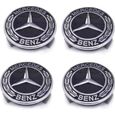 4 x centres de roue Noir Classique 75mm Mercedes Benz ABS cache moyeu emblème logo -0