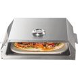 Four à pizza BIGHORN - Plaque céramique pour barbecue de gaz, charbon ou bois - Taille 338x278x12mm-0
