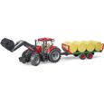 Tracteur BRUDER Case IH Optum 300 CVX avec fourche et remorque à balles - Rouge - Pour Enfant de 3 ans et plus-0