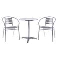 Salle à manger de jardin en aluminium : une petite table ronde et 2 chaises - MONTMARTRE-0