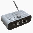 Radio Réveil FM Enceinte Buetooth MP3 USB Micro SD Blanc YONIS-0