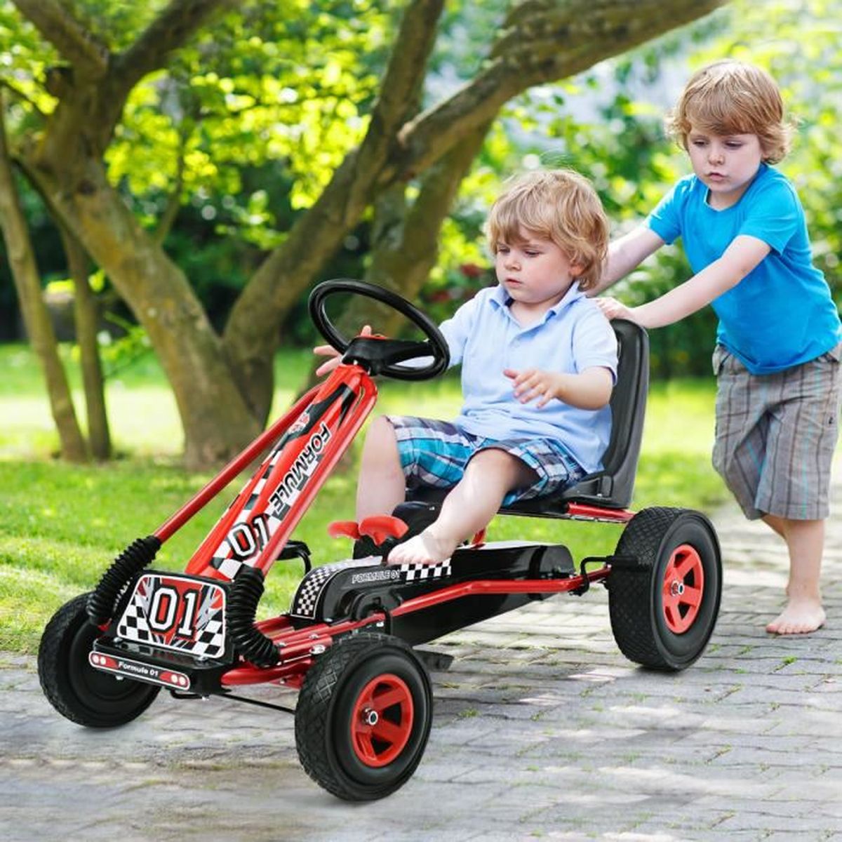 COSTWAY Kart à Pédales pour Enfant Karting Enfant Vélo et Véhicule d