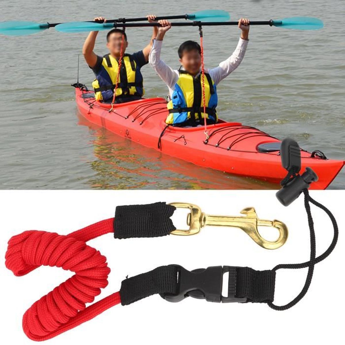 X AUTOHAUX 2pcs 37 Bleu Kayak Palette Laisse élastique Aviron Bateau