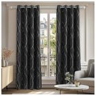 Deconovo Lot de 2 Rideaux Occultants Thermique Anti Froid Rideaux Motif Point Argenté à oeillet 140*240cm Noir
