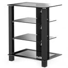 FITUEYES Meuble TV en Verre Trempé avec 4 Étagères Gestion des câble