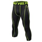 ZEWOW Pantacourt Collant de Compression 3-4 Running et Fitness Homme - Noir/vert - Respirant