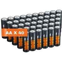 Piles AA - Lot de 40 | 100% PEAKPOWER | Batteries Alcalines AA LR6 1,5v | Longue durée, haute performance, utilisation quotidienne