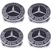 4 x centres de roue Noir Classique 75mm Mercedes Benz ABS cache moyeu emblème logo 