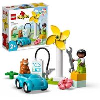 LEGO® DUPLO Ma Ville 10985 L’Éolienne et la Voiture Électrique, Jouet Voiture pour Enfants Dès 2 Ans