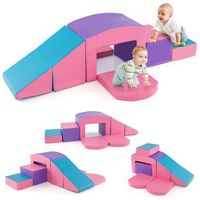 4 Pcs Parcours de Motricité Bébé, Module Moticité en Mousse EPE, Convient pour Enfants 3 Ans+, pour Grimper, Ramper (Bleu+Violet