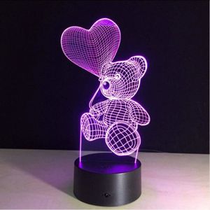 VEILLEUSE BÉBÉ Lampe de table ours en peluche pour animaux de bureau Veilleuses Smart Touch & Télécommande 7 Couleur 3D Led Illusion Lampe [m2848