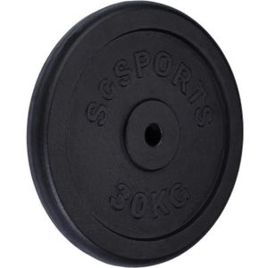 HALTÈRE - POIDS Disque de Poids - ScSPORTS - 30 kg - Fonte - Noir - Plaque d'Haltères Olympiques - Haltérophilie - Musculation