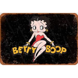Betty Boop Vintage étain Signe Fer Peinture rétro métal Signe Plaque Art décoration Murale pour Bar café Bureau hôtel extérieur 8 × 12 Pouces