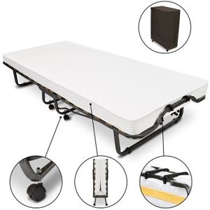 Meuble avec Lit Pliant 1 Personne 80x190 Cerisier, Lit D'Appoint avec  Matelas Hauter 8 cm, Lit Pliable Escamotable pour les Invités, sommier à  Lattes en Bois et Roulettes : : Cuisine et