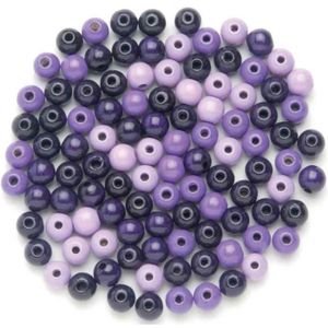 Perles Perles en bois, diamètre: 4 mm, mélange de lilas