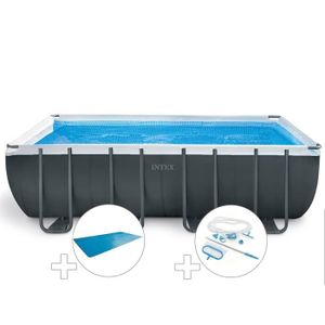 PISCINE Kit piscine tubulaire Intex Ultra XTR Frame rectangulaire 5,49 x 2,74 x 1,32 m + Bâche à bulles + Kit d'entretien