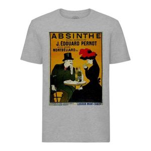 T-SHIRT T-shirt Homme Col Rond Gris Original Retro Absinth