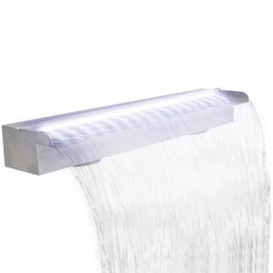 FONTAINE DE JARDIN Lame d'eau pour piscine - ZJCHAO - LED 90cm - Acier inoxydable SS304 - Blanc