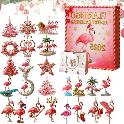 Calendrier De L'Avent Flamant Rose - 24 Jours, En Acrylique 2D - Décorations De Noël à Collectionner
