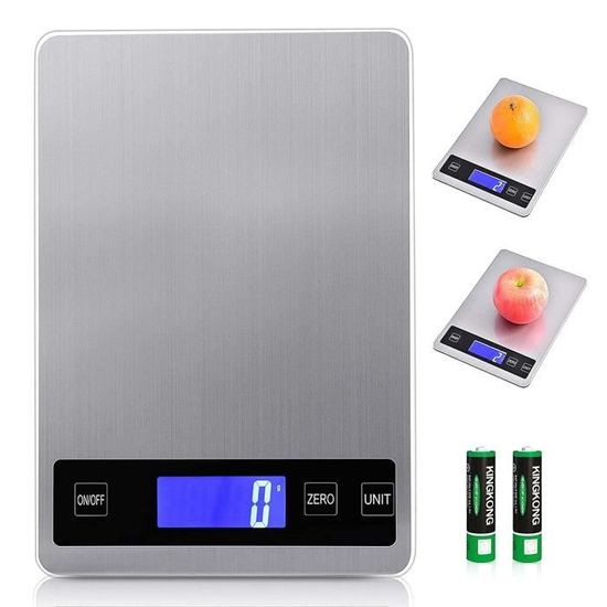 Balance De Cuisine électronique Haute Précision - 5000g/1g, écran LCD, Plateau Inox - PORTENTUM