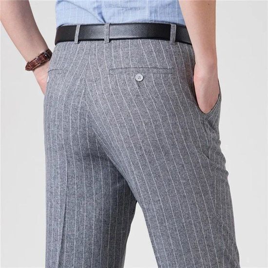 PANTALON DE COSTUME 100% LIN - Bleu / Gris | Canada