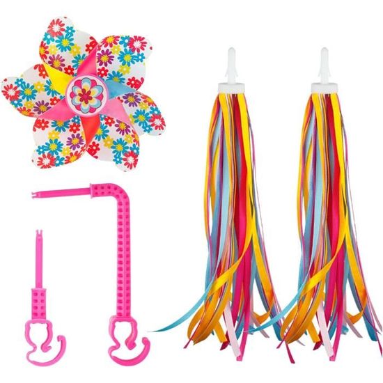 Rubans Guidon Pompons Violets – Déco Vélo, Trottinette, Tricycle – Accessoires Fun Et Colorés